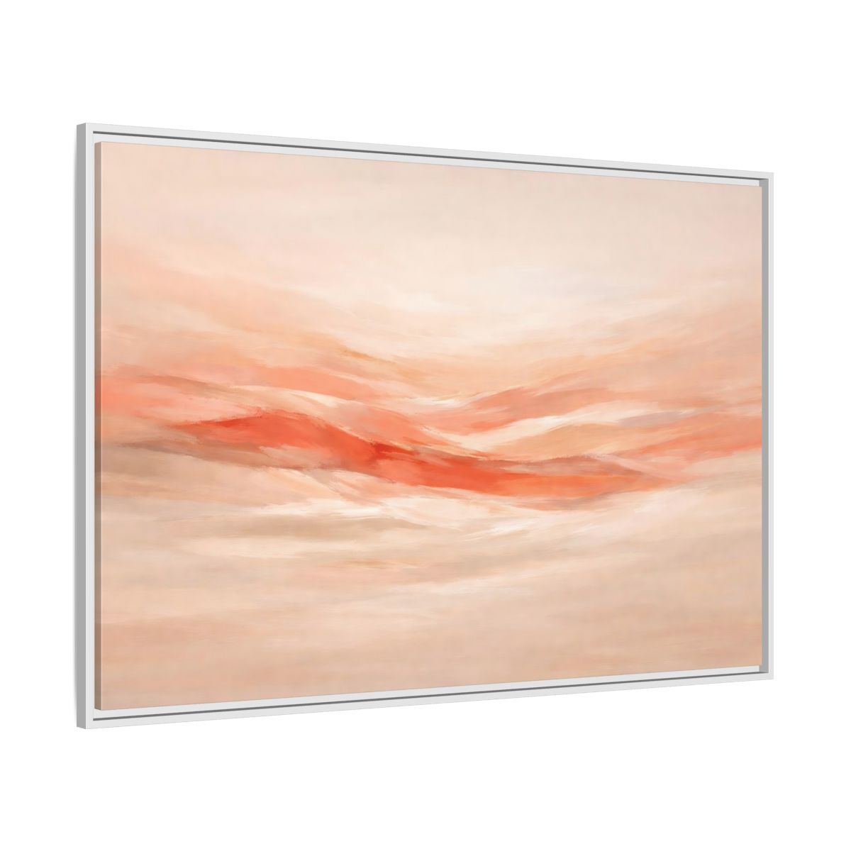 Side Mockup 7. Abstract Abstract Waves Peach Abstract shown as stretched canvas wall art