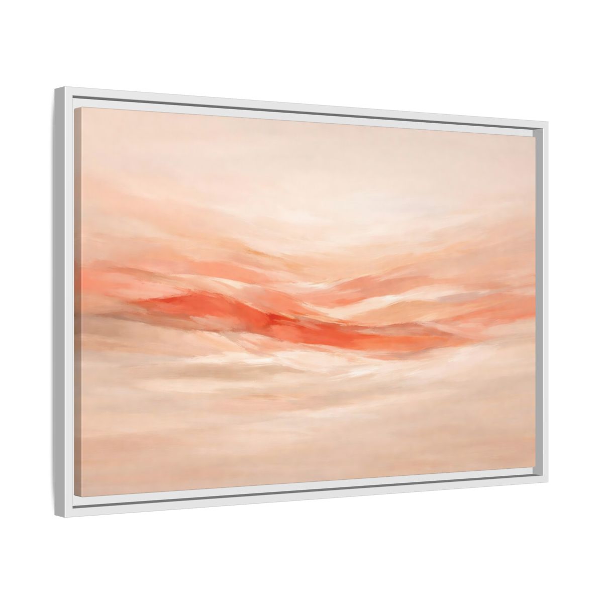 Side Mockup 10. Abstract Abstract Waves Peach Abstract shown as stretched canvas wall art