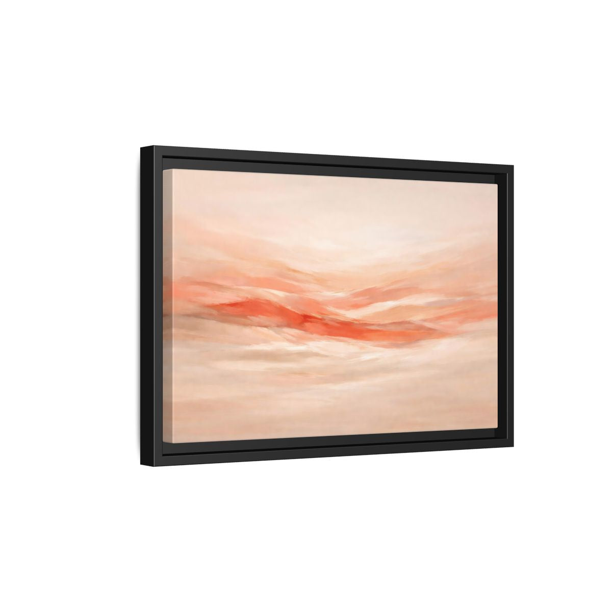 Side Mockup 6. Abstract Abstract Waves Peach Abstract shown as stretched canvas wall art