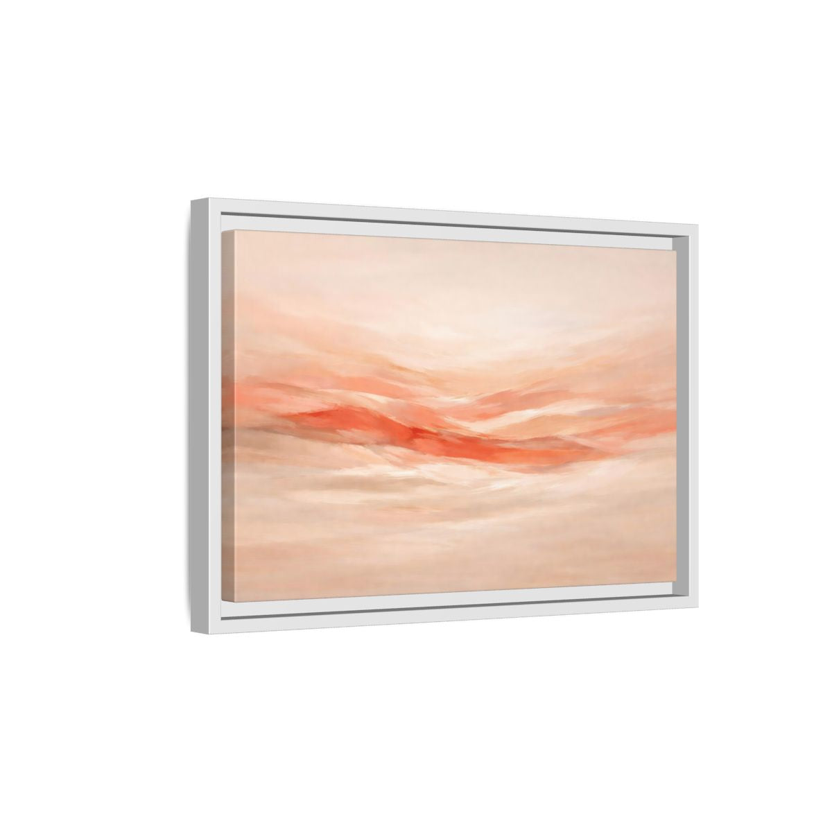 Side Mockup 4. Abstract Abstract Waves Peach Abstract shown as stretched canvas wall art