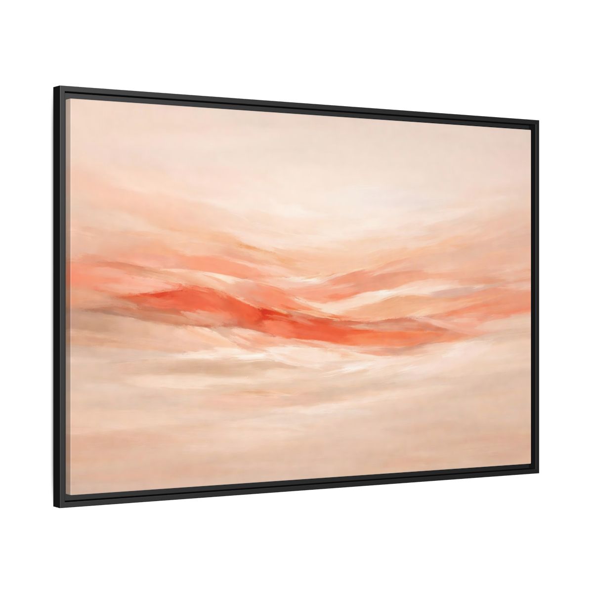 Side Mockup 12. Abstract Abstract Waves Peach Abstract shown as stretched canvas wall art