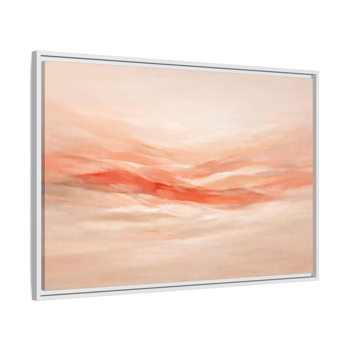 Side Mockup 8. Abstract Abstract Waves Peach Abstract shown as stretched canvas wall art