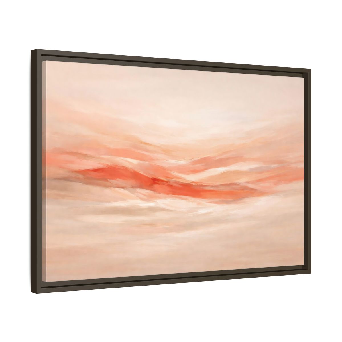 Side Mockup 11. Abstract Abstract Waves Peach Abstract shown as stretched canvas wall art