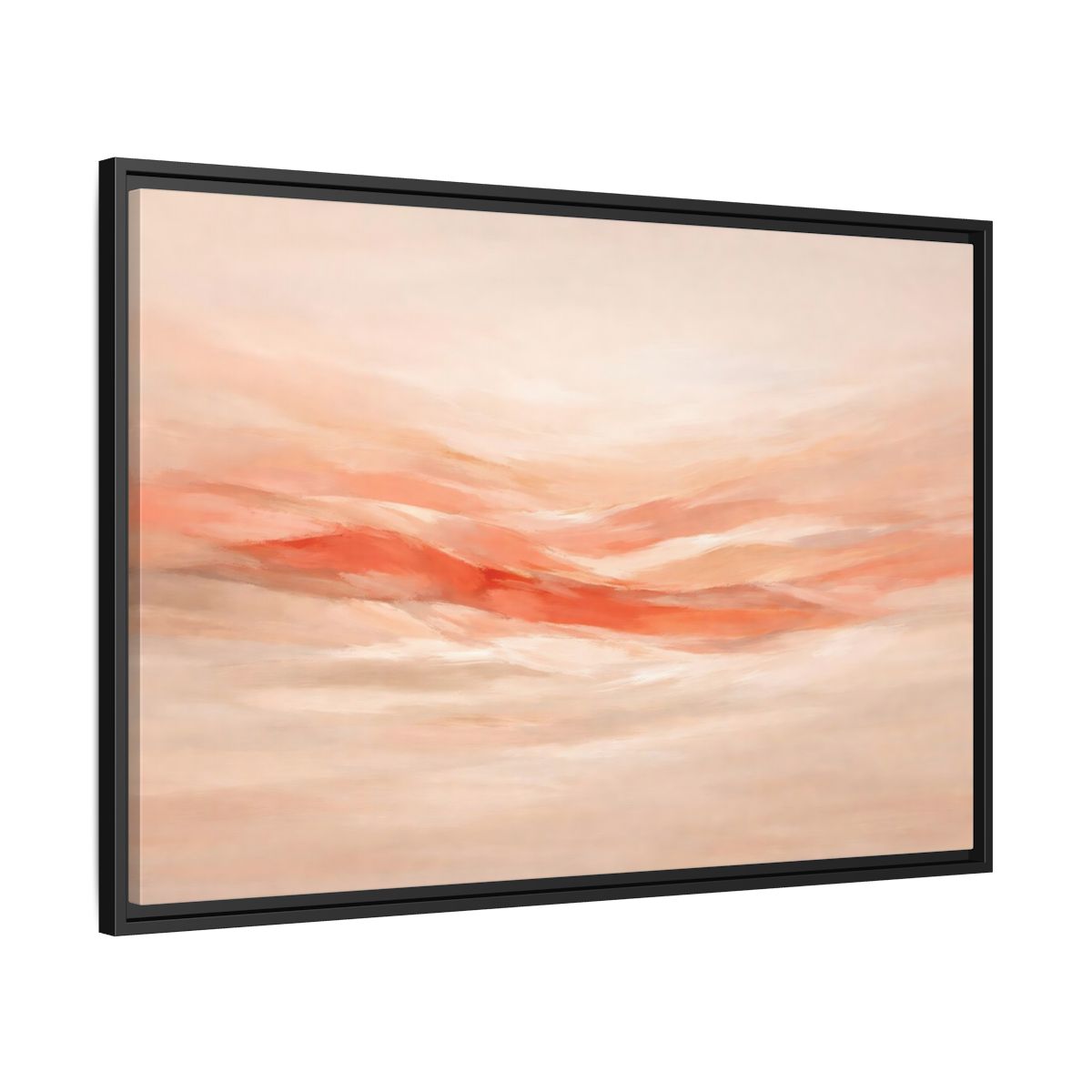 Side Mockup 13. Abstract Abstract Waves Peach Abstract shown as stretched canvas wall art