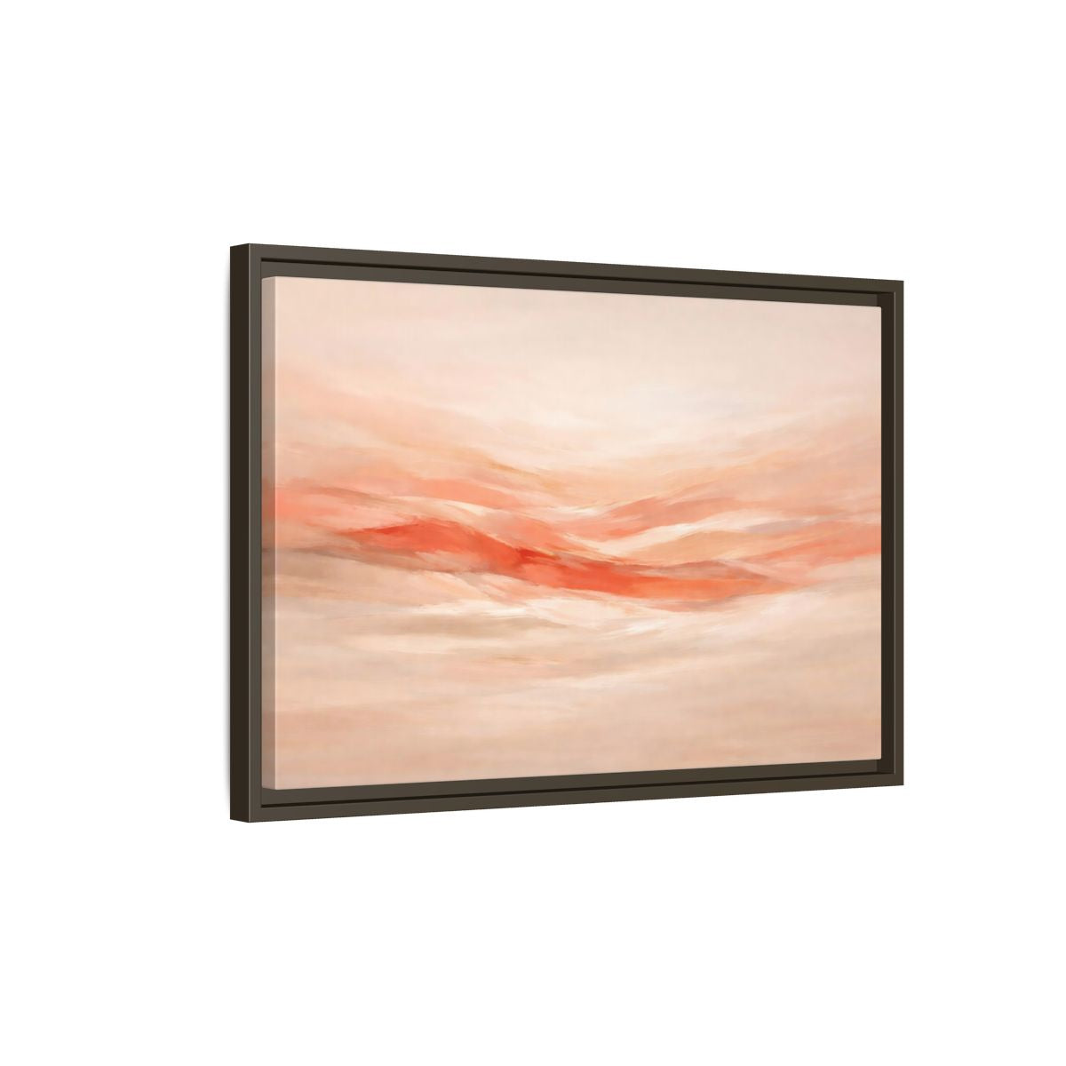 Side Mockup 2. Abstract Abstract Waves Peach Abstract shown as stretched canvas wall art