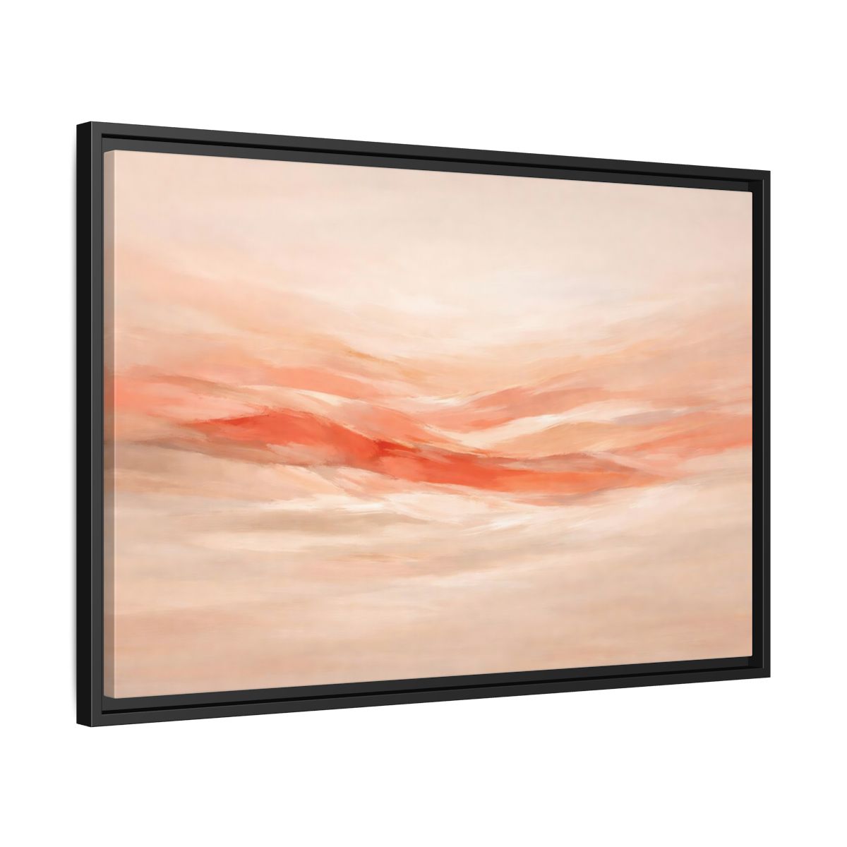 Side Mockup 14. Abstract Abstract Waves Peach Abstract shown as stretched canvas wall art