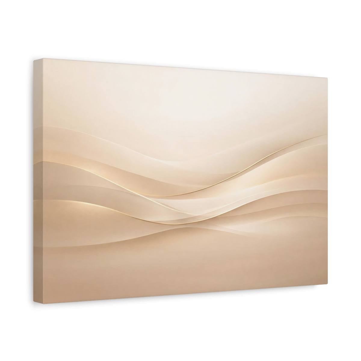 Side Mockup 4. Abstract Wavy Lines Beige Gold Waves shown as stretched canvas wall art