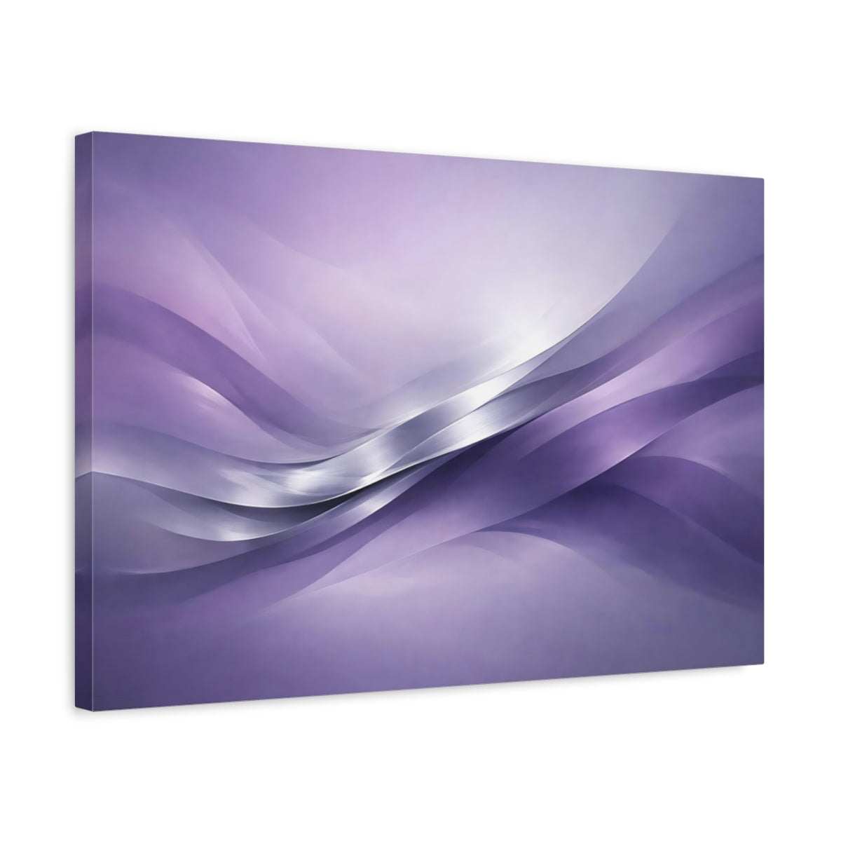 Side Mockup 3. Abstract Wavy Lines Purple Abstract shown as stretched canvas wall art