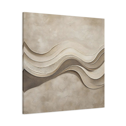 Main Mockup. Abstract Wavy Texture Beige And Brown shown as stretched canvas wall art