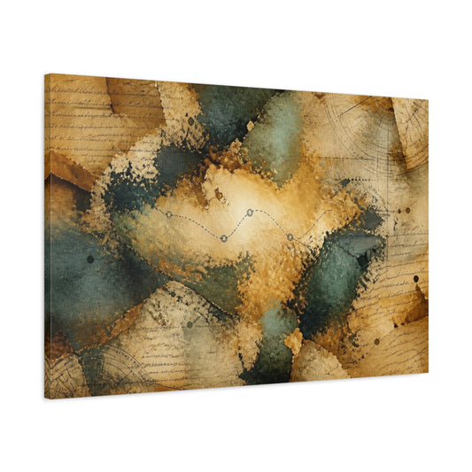 Main Mockup. Abstract Weathered Paper Path shown as canvas print