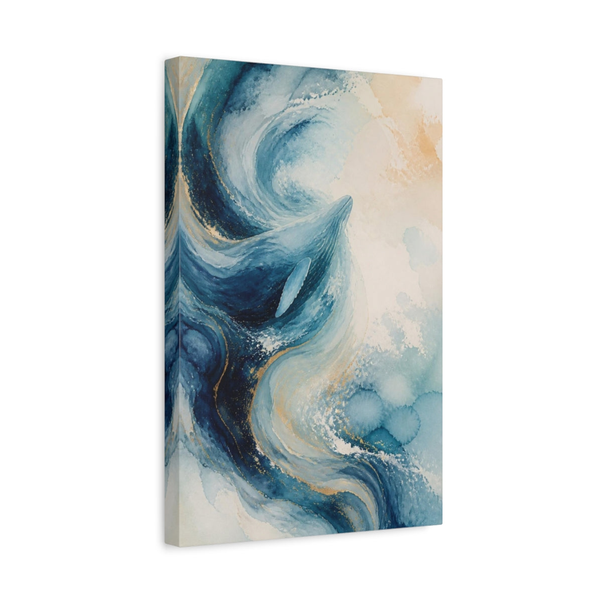 Side Mockup 4. Abstract Whale Swirl shown as canvas print