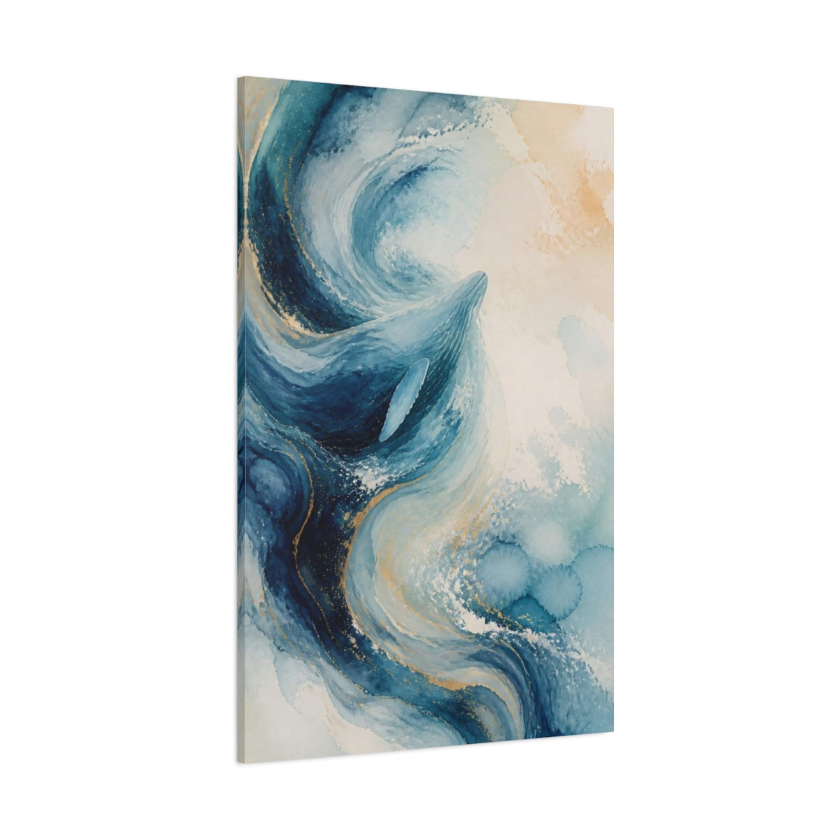Side Mockup 1. Abstract Whale Swirl shown as canvas print