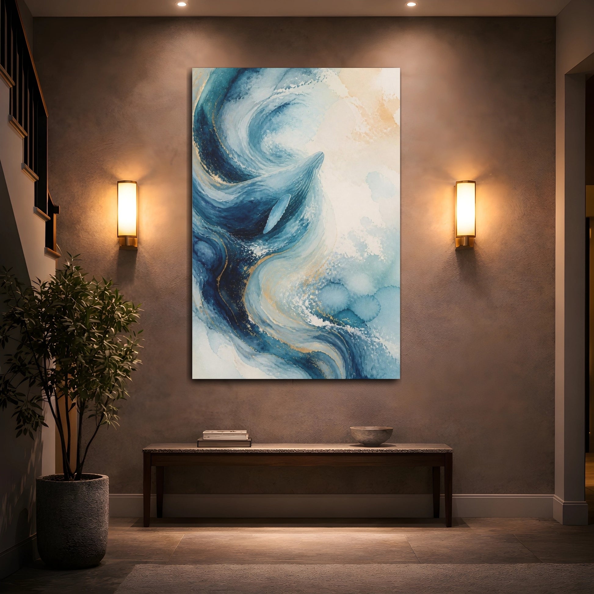 Mockup 2. Abstract Whale Swirl shown as canvas print