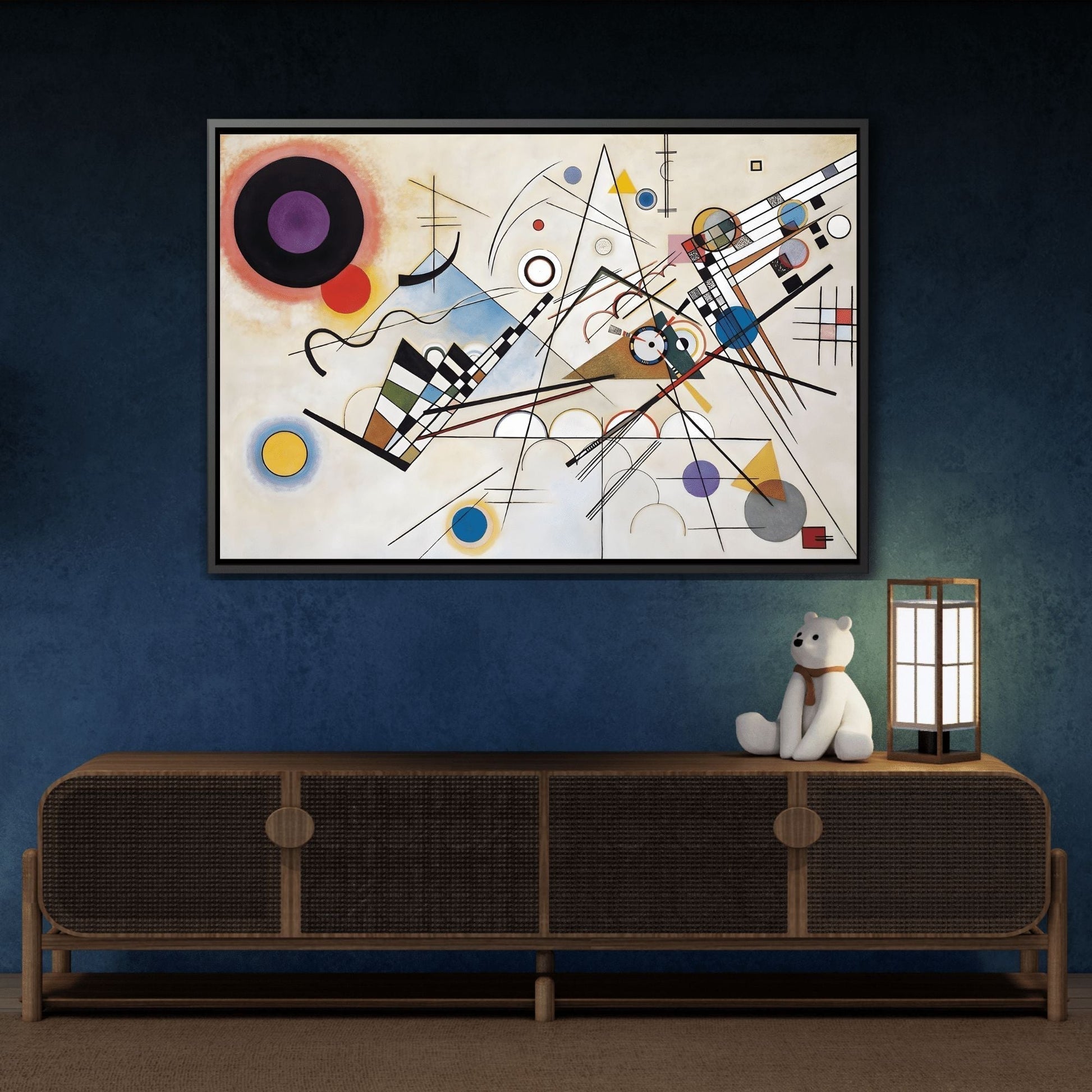 Abstract White Colorful Kandinsky Canvas Wall Art Print