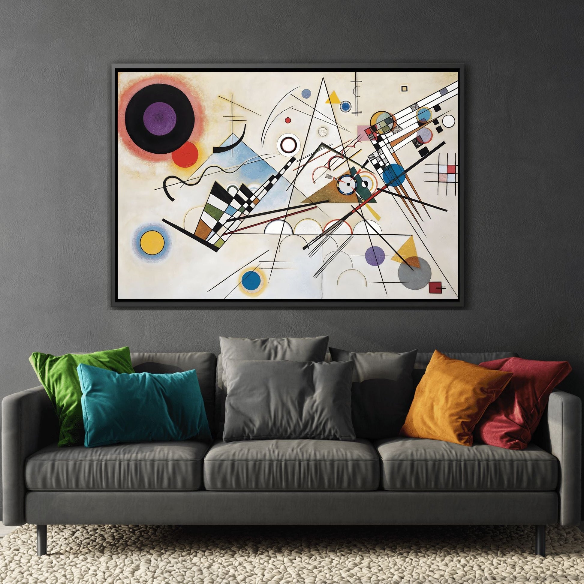 Abstract White Colorful Kandinsky Canvas Wall Art Print