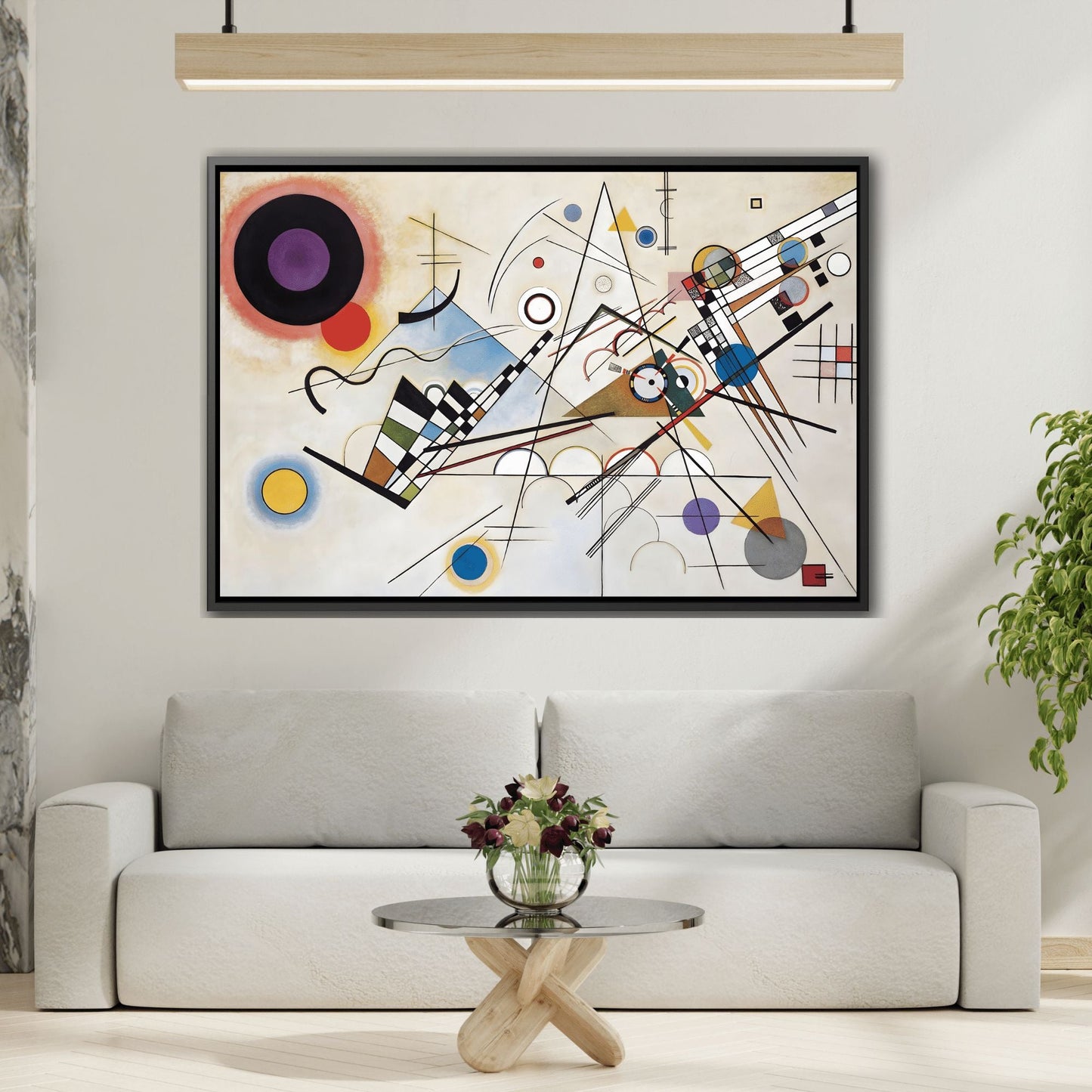 Abstract White Colorful Kandinsky Canvas Wall Art Print