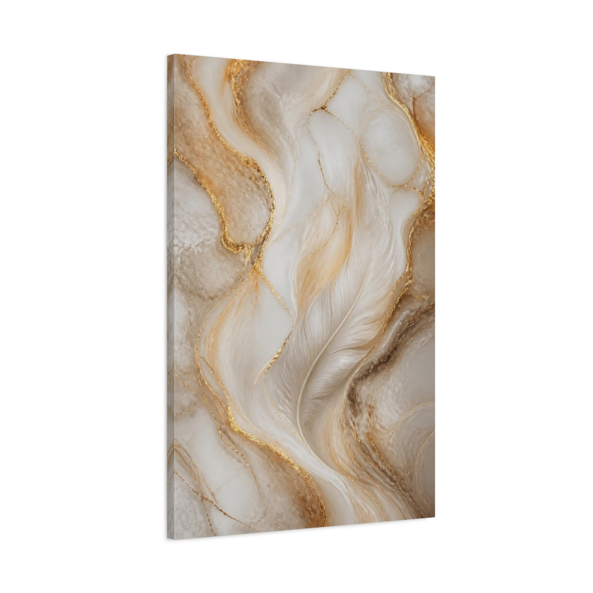 Main Mockup. Abstract White Feather shown as canvas print