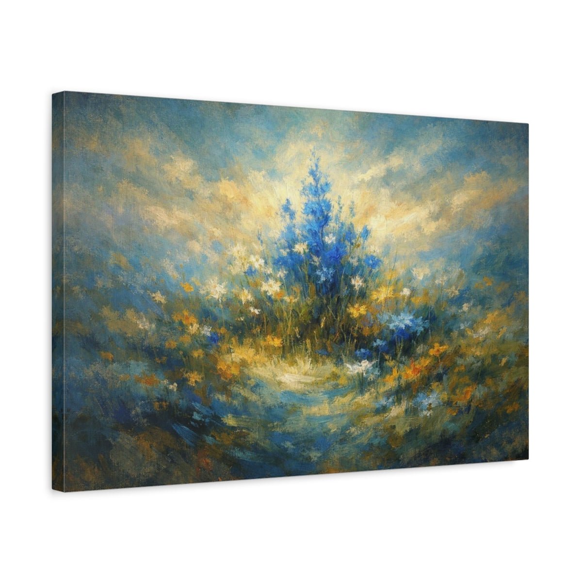 Abstract Wildflowers Blue Nature - Canvas Wall Art Print - YesArtYes