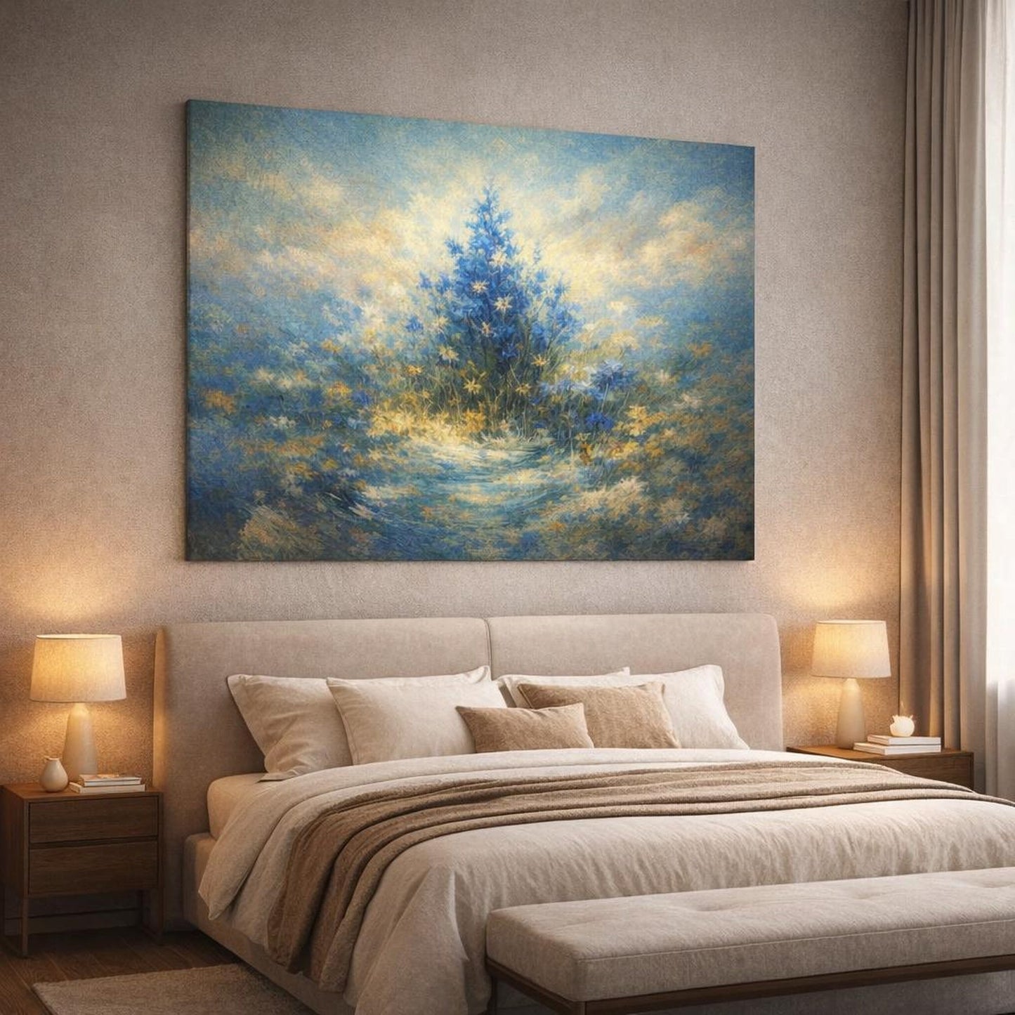 Abstract Wildflowers Blue Nature - Canvas Wall Art Print - YesArtYes