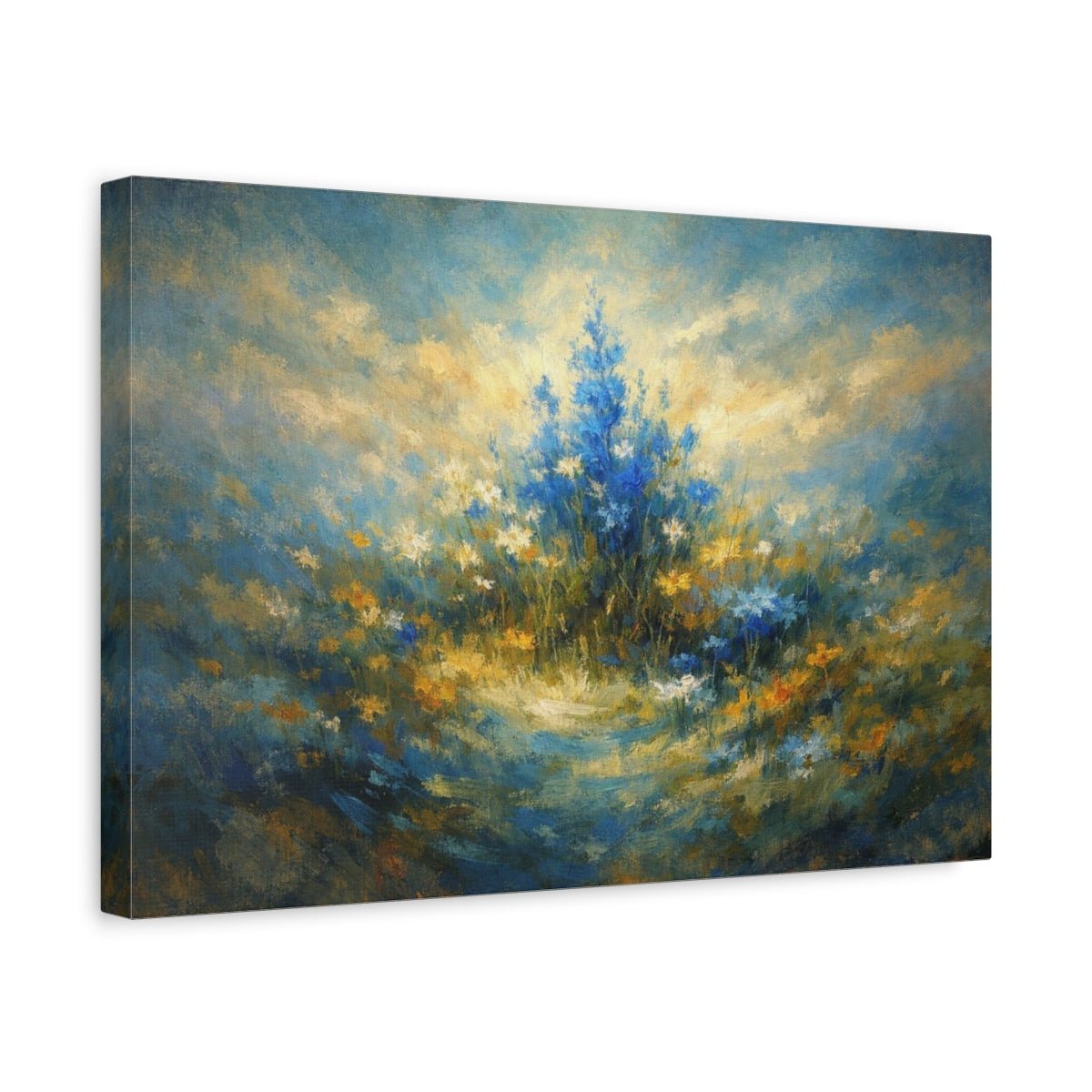 Abstract Wildflowers Blue Nature - Canvas Wall Art Print - YesArtYes