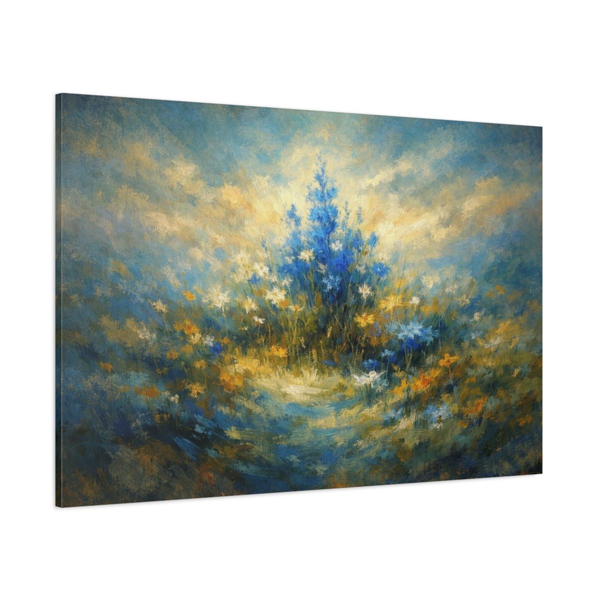 Abstract Wildflowers Blue Nature - Canvas Wall Art Print - YesArtYes