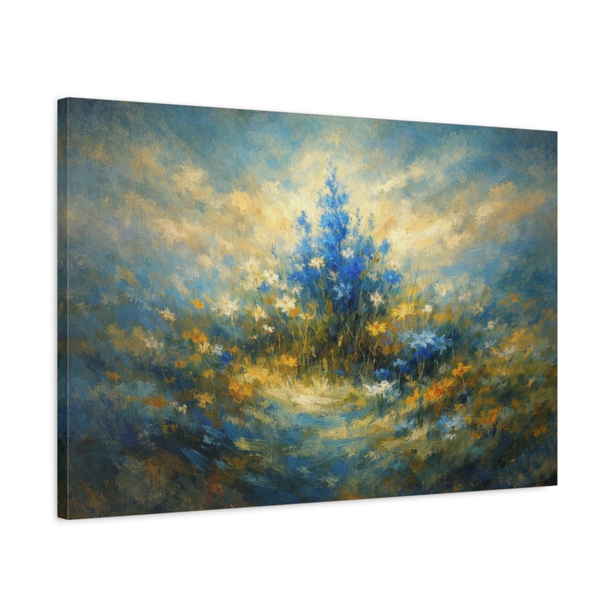 Abstract Wildflowers Blue Nature - Canvas Wall Art Print - YesArtYes