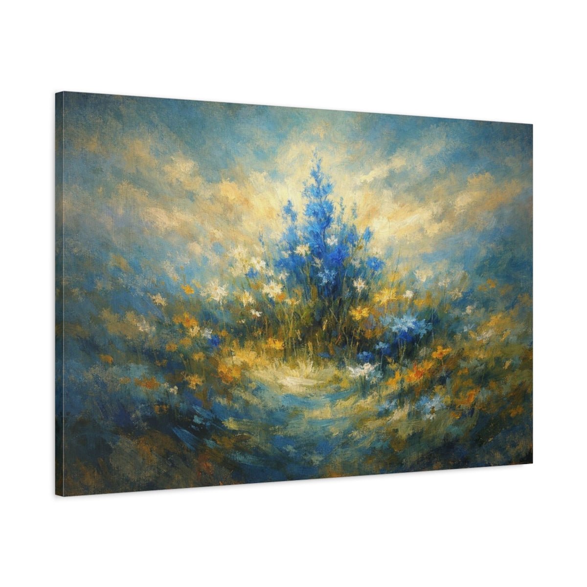 Abstract Wildflowers Blue Nature - Canvas Wall Art Print - YesArtYes