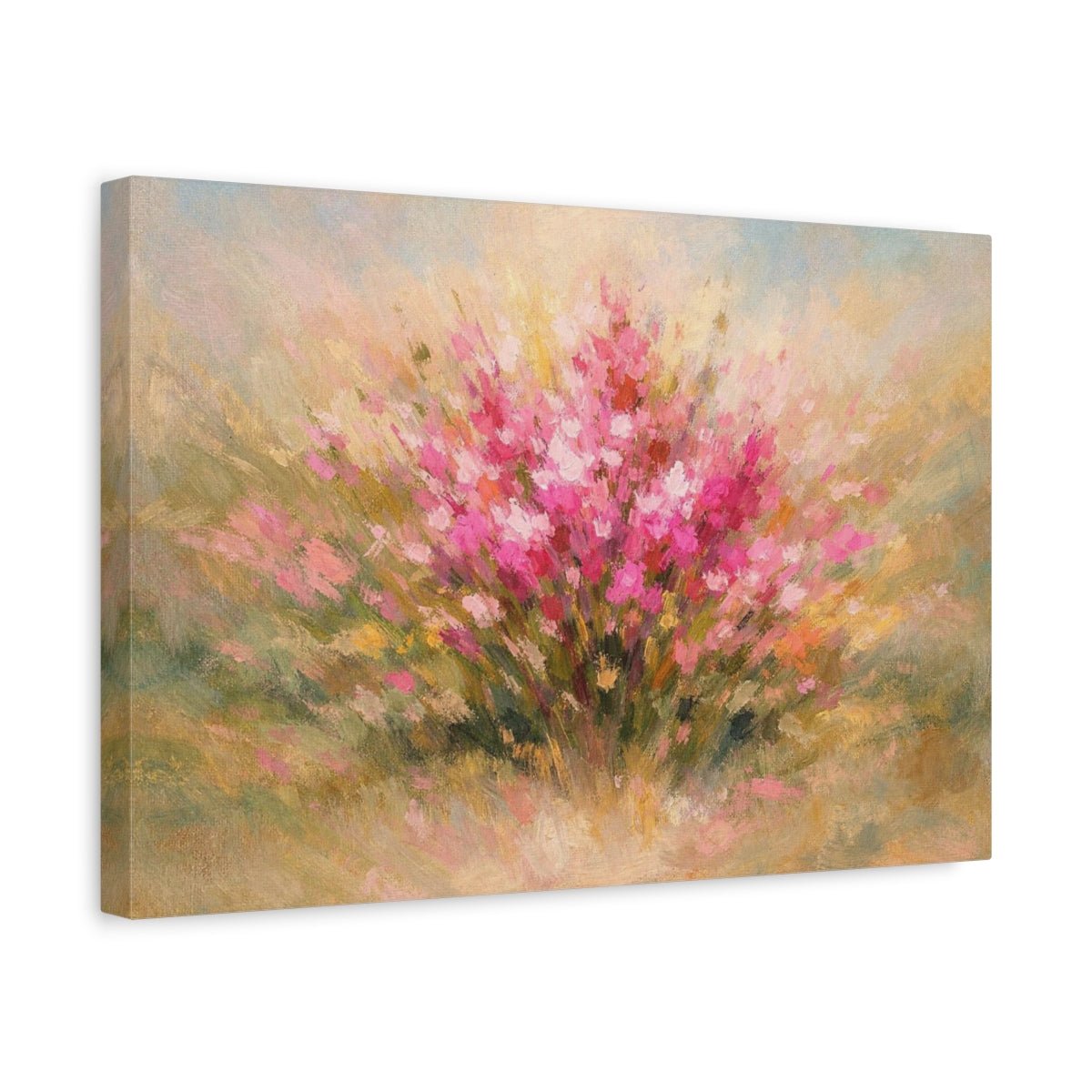 Abstract Wildflowers Pink Flowers Floral - Canvas Wall Art Print - YesArtYes