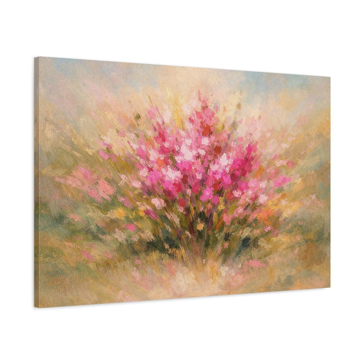 Abstract Wildflowers Pink Flowers Floral - Canvas Wall Art Print - YesArtYes
