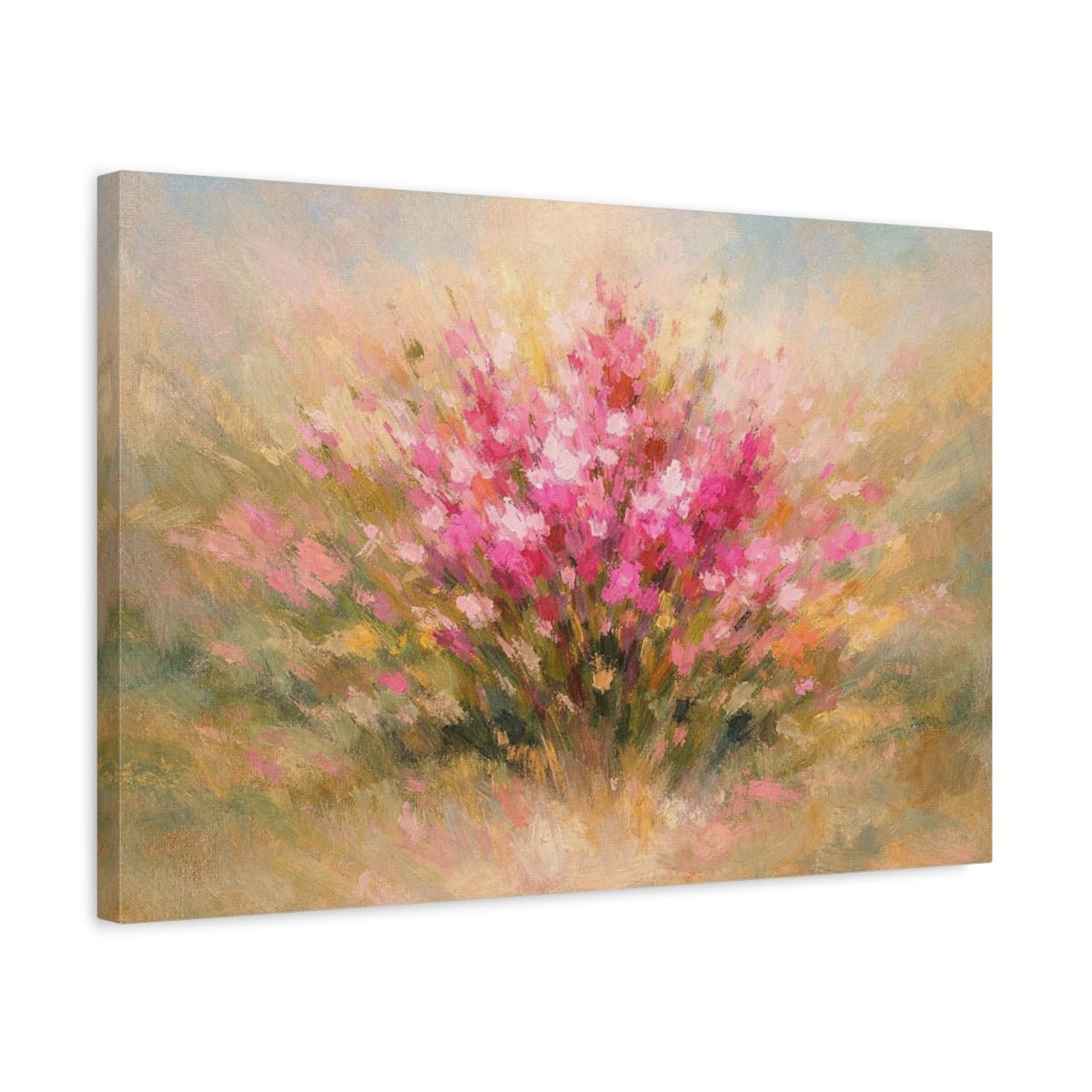 Abstract Wildflowers Pink Flowers Floral - Canvas Wall Art Print - YesArtYes
