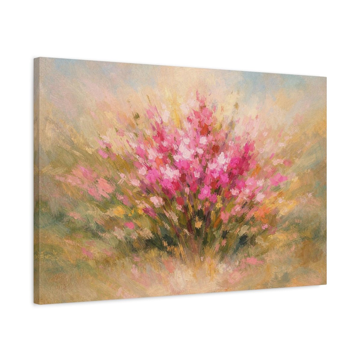 Abstract Wildflowers Pink Flowers Floral - Canvas Wall Art Print - YesArtYes