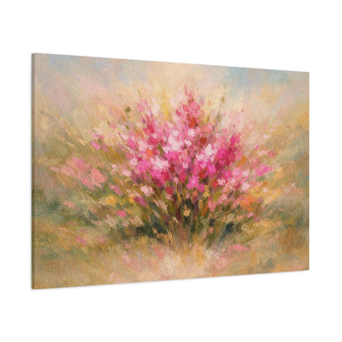 Abstract Wildflowers Pink Flowers Floral - Canvas Wall Art Print - YesArtYes