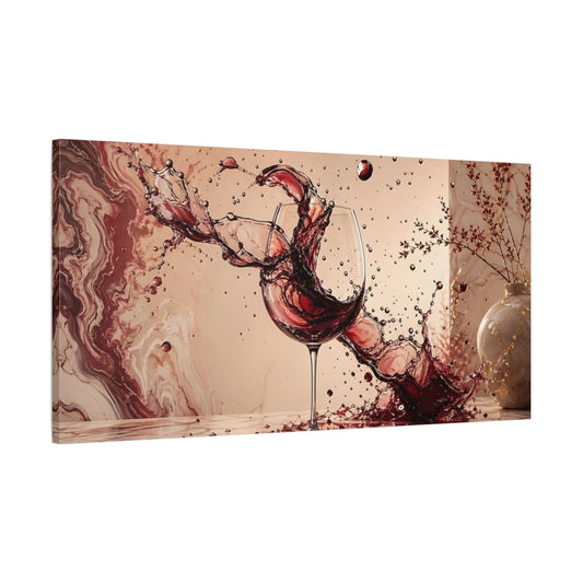 Main Mockup. Abstract Wine Splash Red Wine Splash shown as stretched canvas wall art