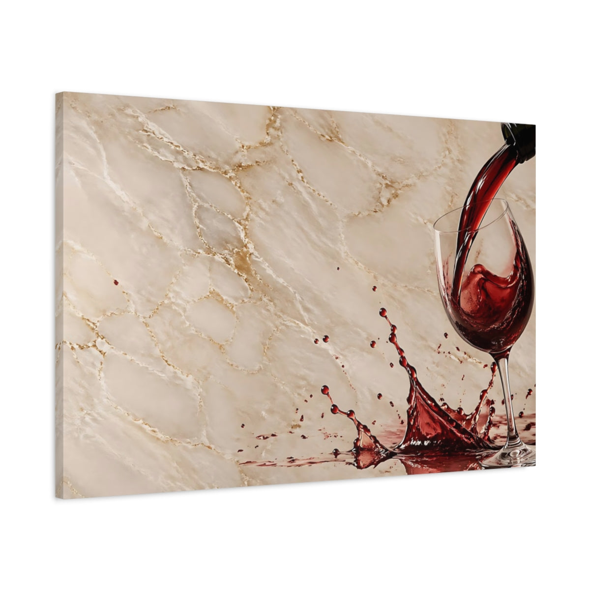 Main Mockup. Abstract Wine Splash Red Wine Splash shown as stretched canvas wall art