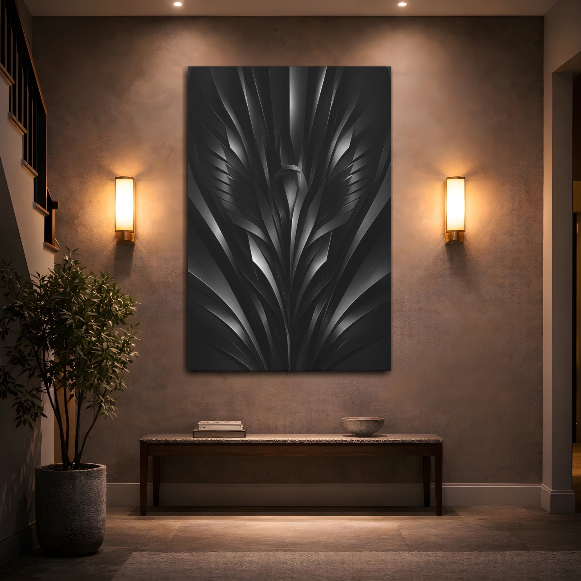 Mockup 2. Abstract Wing Motif shown as canvas print