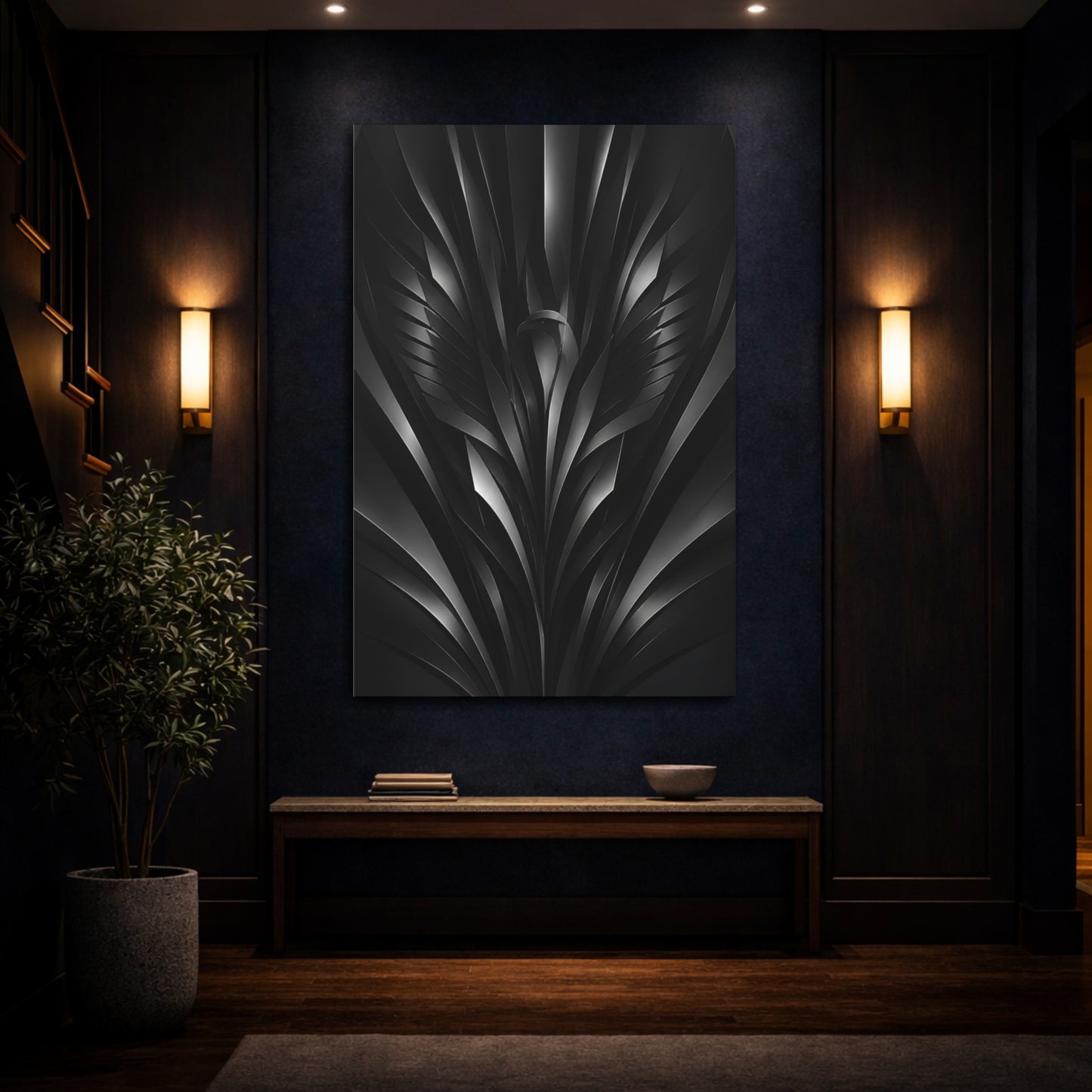 Mockup 4. Abstract Wing Motif shown as canvas print