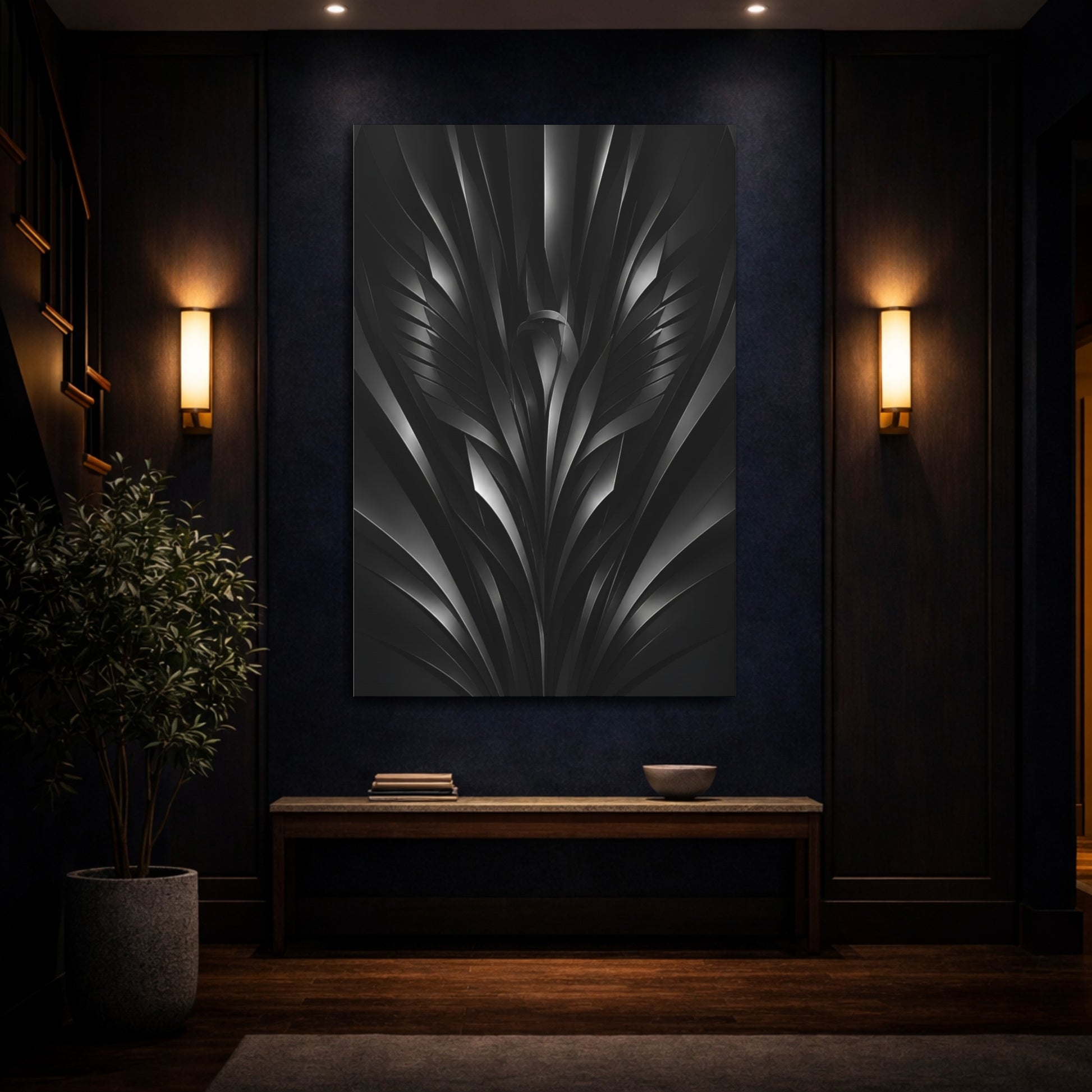 Mockup 4. Abstract Wing Motif shown as canvas print