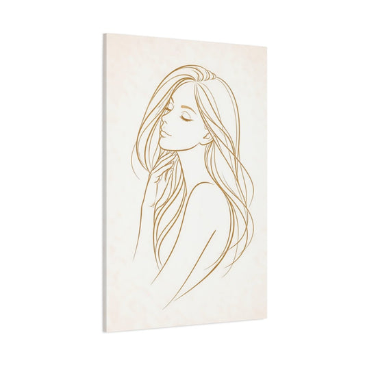 Abstract Woman Gold Line - Canvas Wall Art Print - YesArtYes