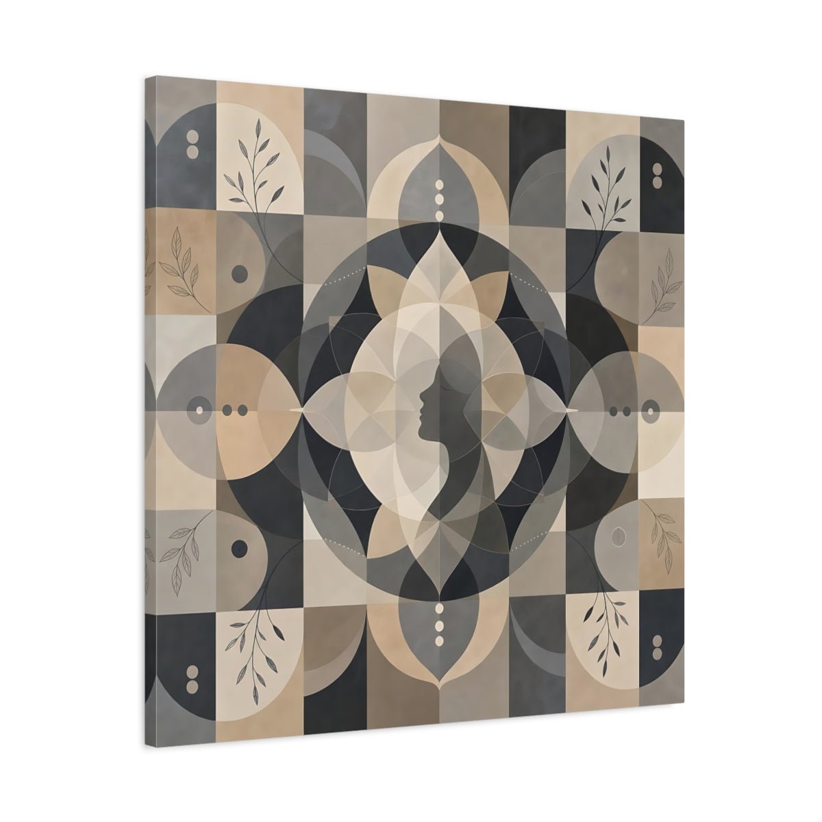 Abstract Woman Profile Earthy Tones Canvas Print – Living Room, Above Fireplace - YesArtYes
