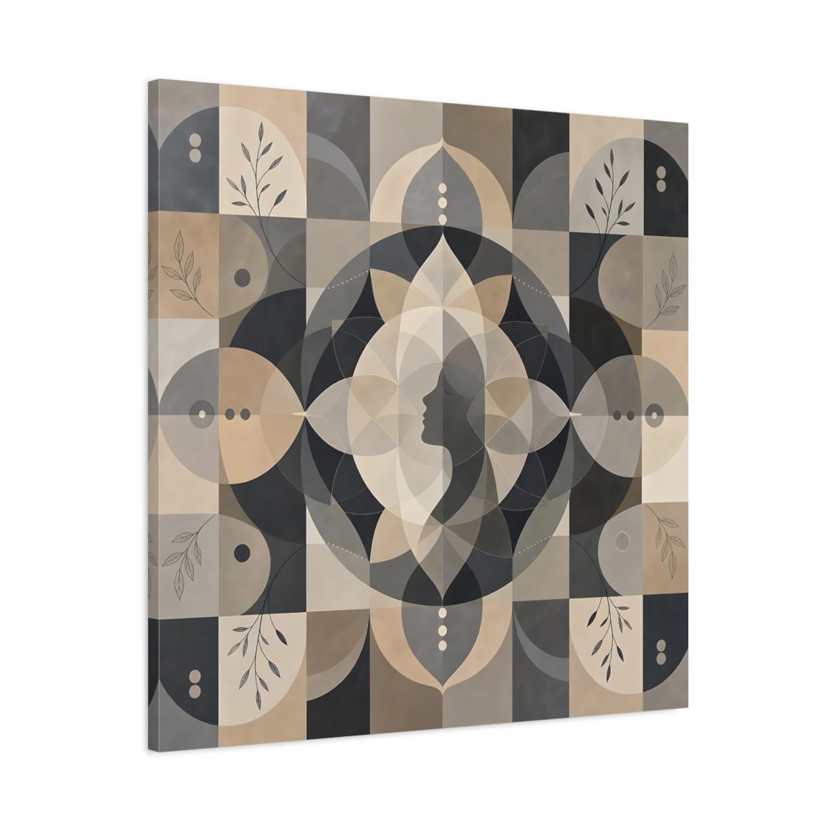 Abstract Woman Profile Earthy Tones Canvas Print – Living Room, Above Fireplace - YesArtYes