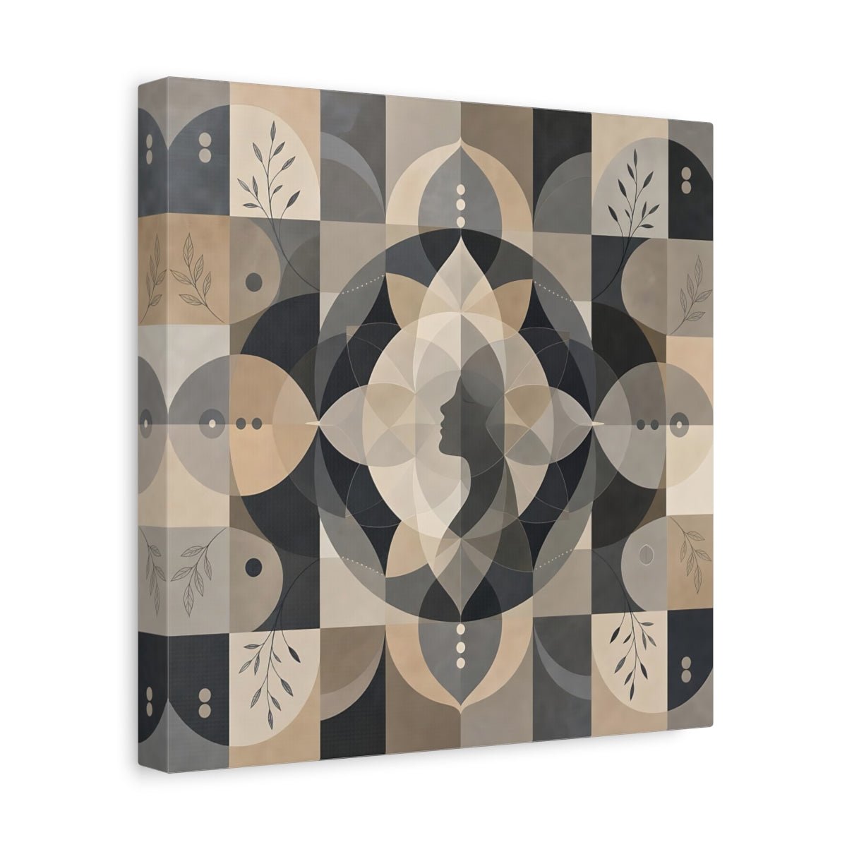 Abstract Woman Profile Earthy Tones Canvas Print – Living Room, Above Fireplace - YesArtYes