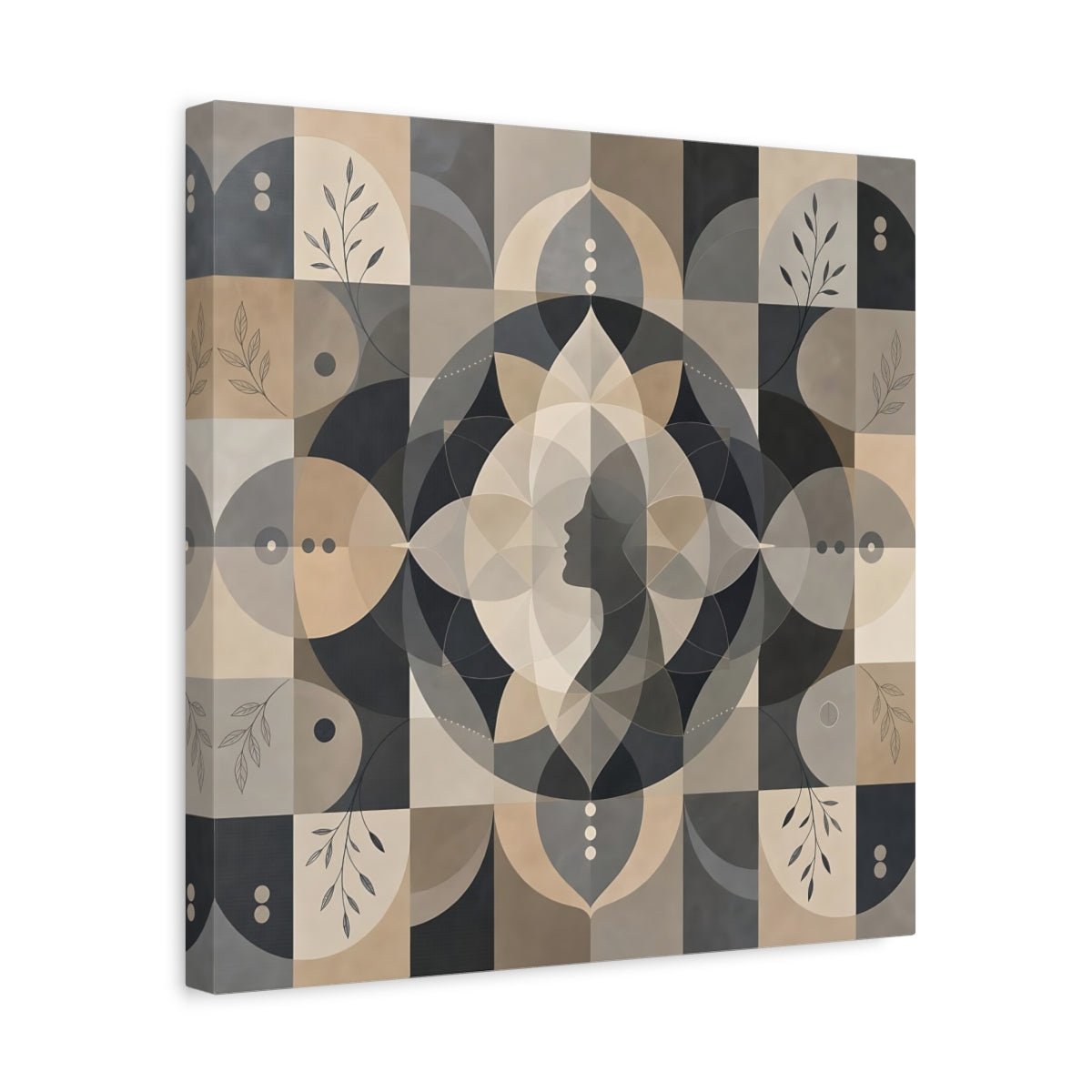 Abstract Woman Profile Earthy Tones Canvas Print – Living Room, Above Fireplace - YesArtYes