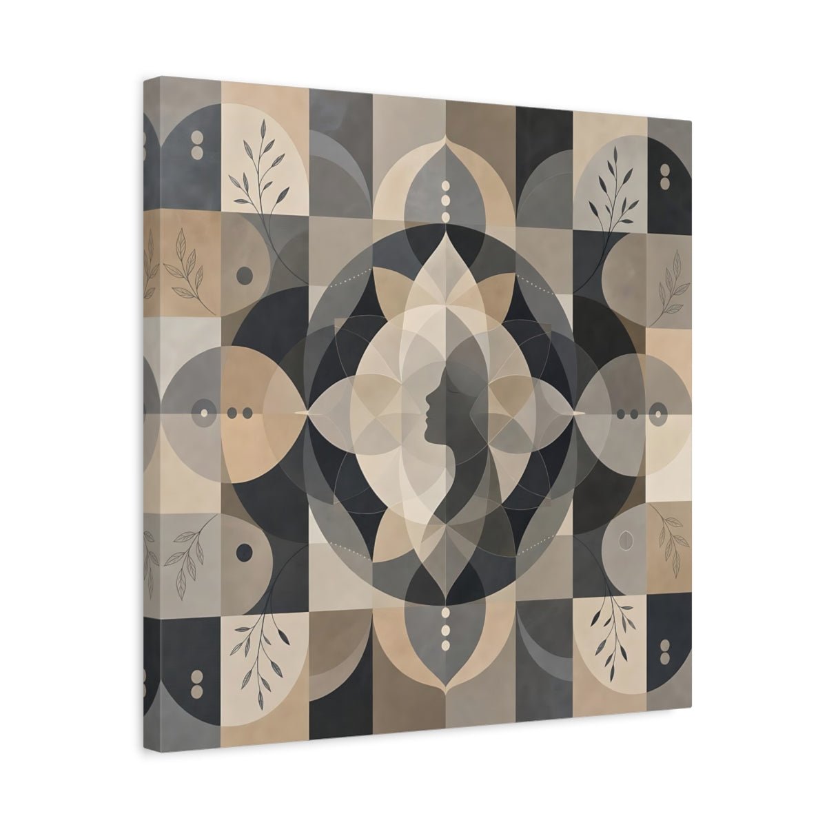 Abstract Woman Profile Earthy Tones Canvas Print – Living Room, Above Fireplace - YesArtYes