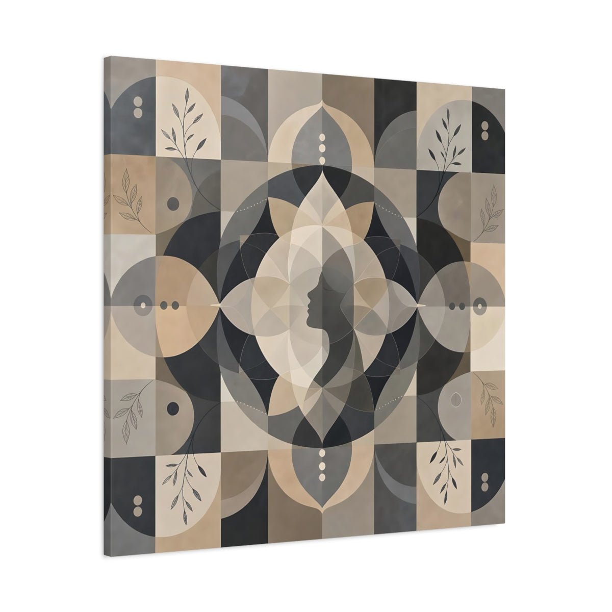 Abstract Woman Profile Earthy Tones Canvas Print – Living Room, Above Fireplace - YesArtYes