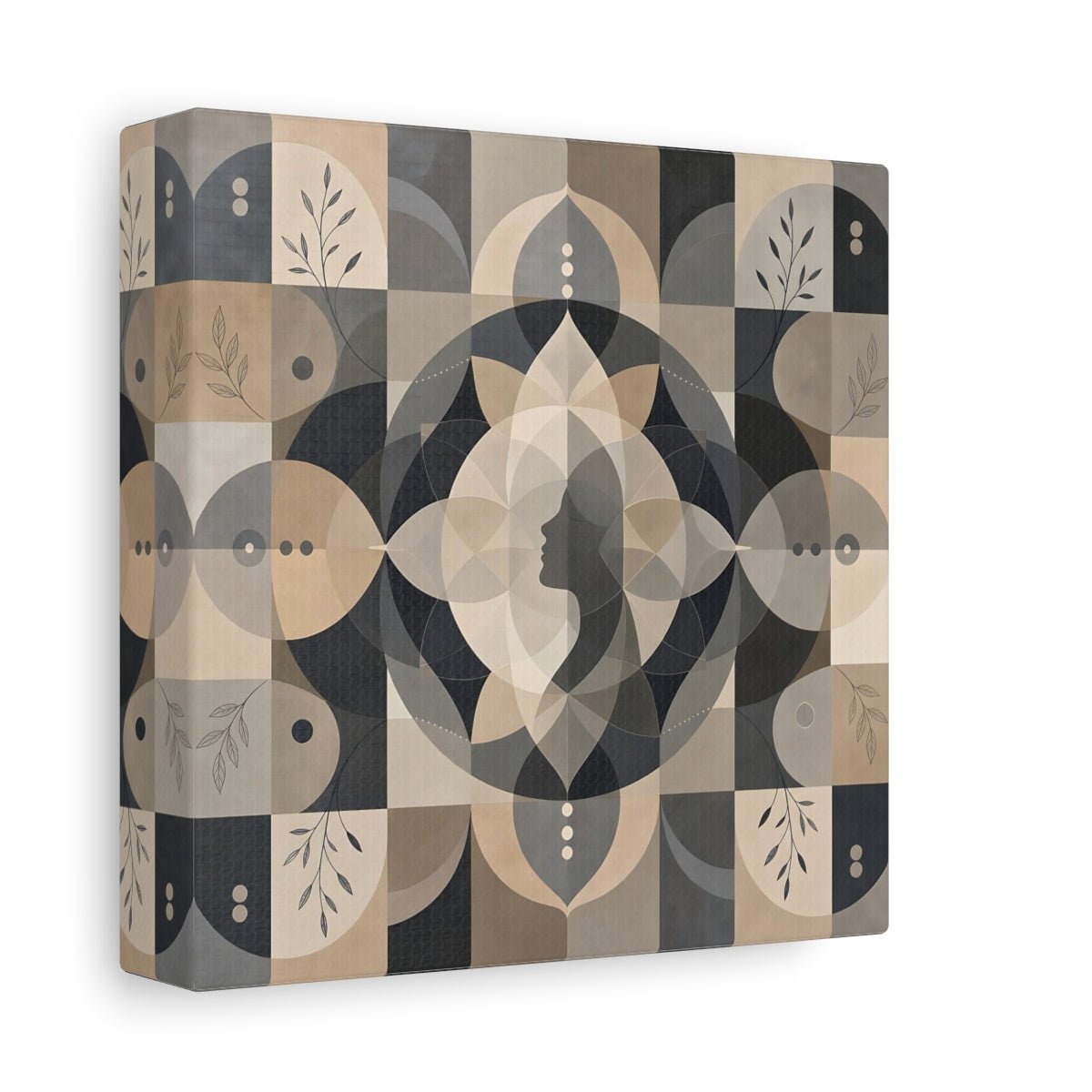 Abstract Woman Profile Earthy Tones Canvas Print – Living Room, Above Fireplace - YesArtYes
