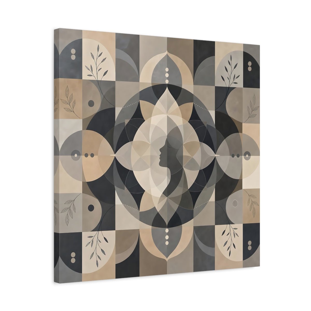Abstract Woman Profile Earthy Tones Canvas Print – Living Room, Above Fireplace - YesArtYes