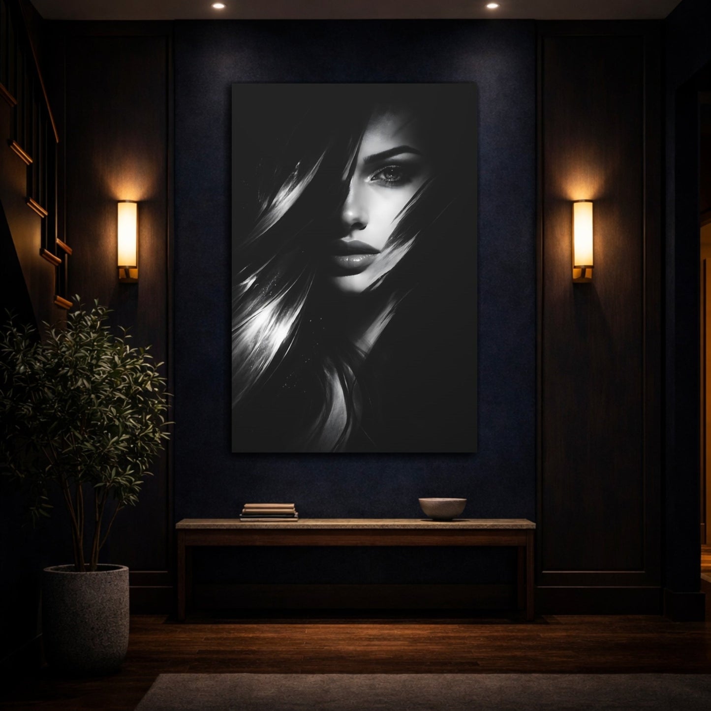 Abstract Woman S Face - Canvas Wall Art Print - YesArtYes