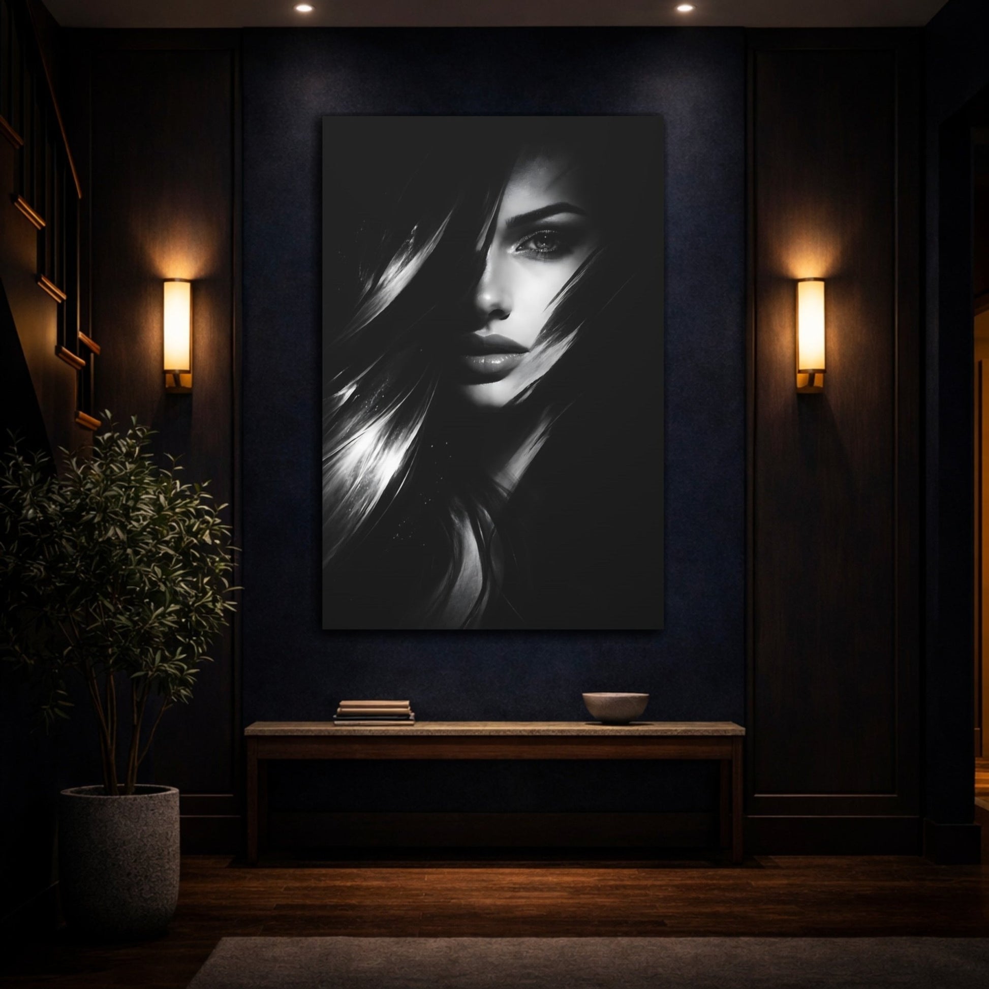 Abstract Woman S Face - Canvas Wall Art Print - YesArtYes