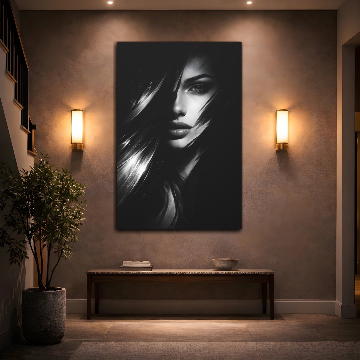 Abstract Woman S Face - Canvas Wall Art Print - YesArtYes
