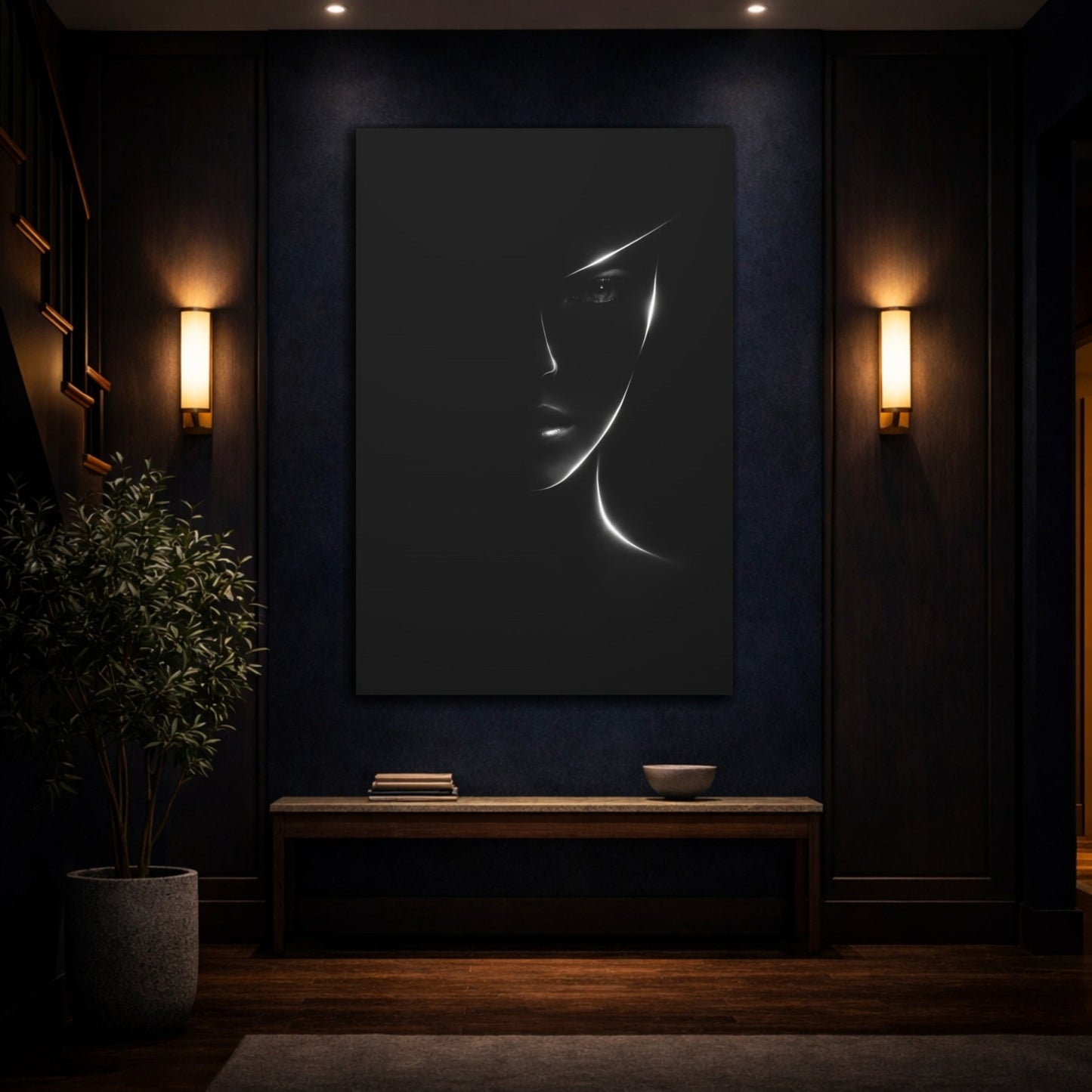 Abstract Woman S Face - Canvas Wall Art Print - YesArtYes